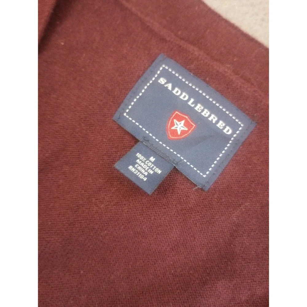 Saddlebred Men's M Burgundy Blue Cardigan Sweater  Academia Grandpa Ol Money
